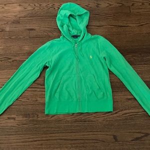 Lime Green Ralph Lauren zip-up hoodie